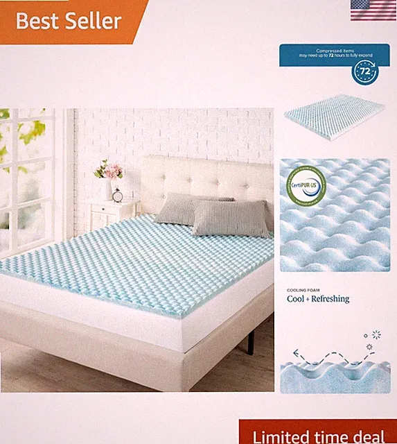 1.5 Inch Queen Cooling Gel Memory Foam Mattress Topper - CertiPUR Certified