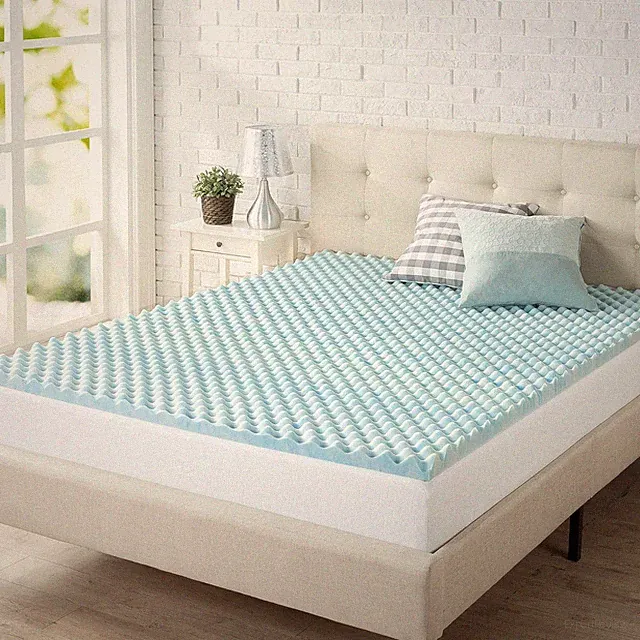 2" Cooling Gel Memory Foam Mattress Topper - CertiPUR-US, Full Size, Light Blue