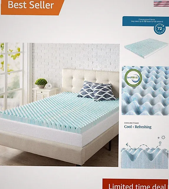 3-Inch Cooling Gel Memory Foam Mattress Topper - CertiPUR-US Certified, Full