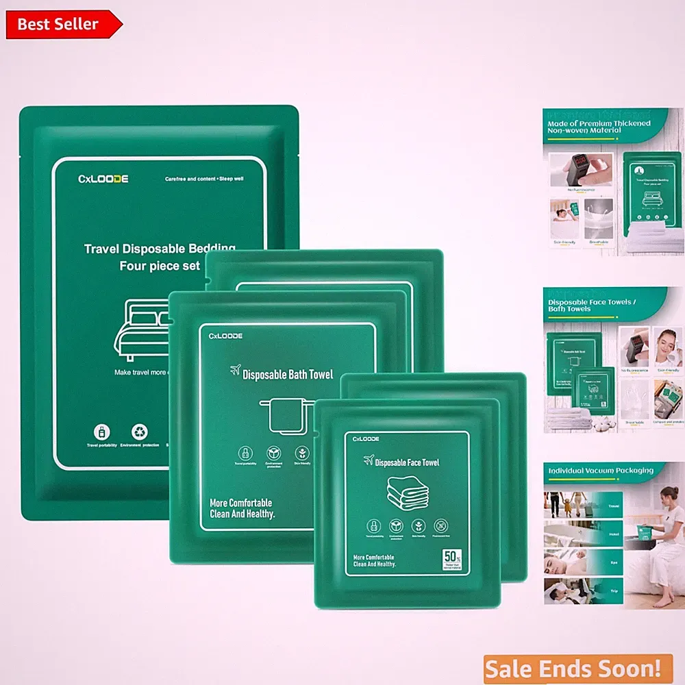 5-Pack Disposable Bed Sheets & Towels Set for Healthy Travel - All-in-One Kit