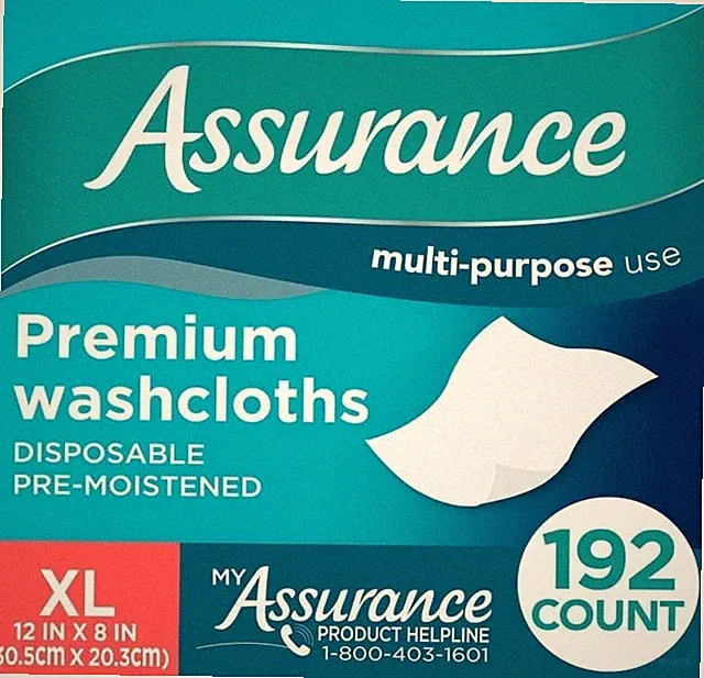 Assurance Premium XL Disposable Washcloths 192 Count White Adult Wipes 2x96