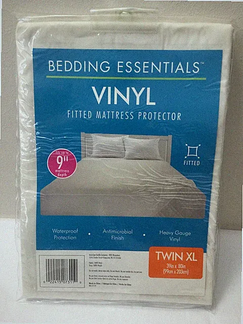Bedding Essentials 9" Fitted Vinyl Mattress Protector Waterproof Twin XL 39 x 80