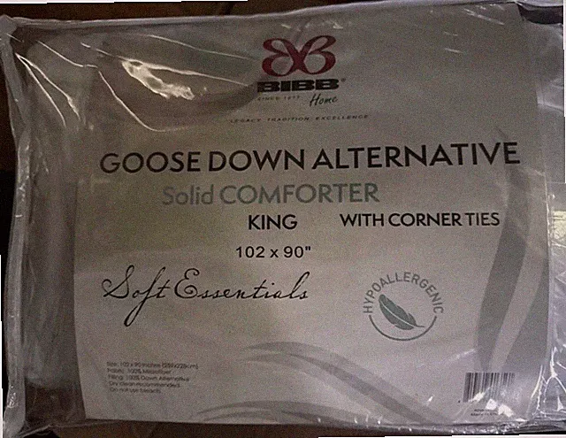 Bibb Home King Comforter Goose Down Alternative White Microfiber Hypoallergenic
