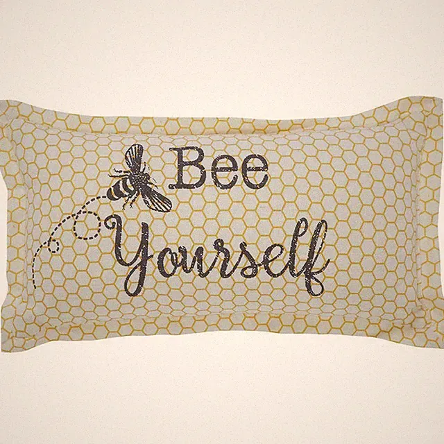 Buzzy Bees Yellow Antique White Grey Bee Yourself 7 In. X 13 In. Throw Pillow