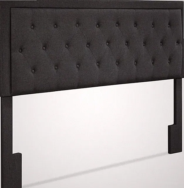 Charcoal Grey King Size Tufted Headboard with Adjustable Height and Soft Fabric