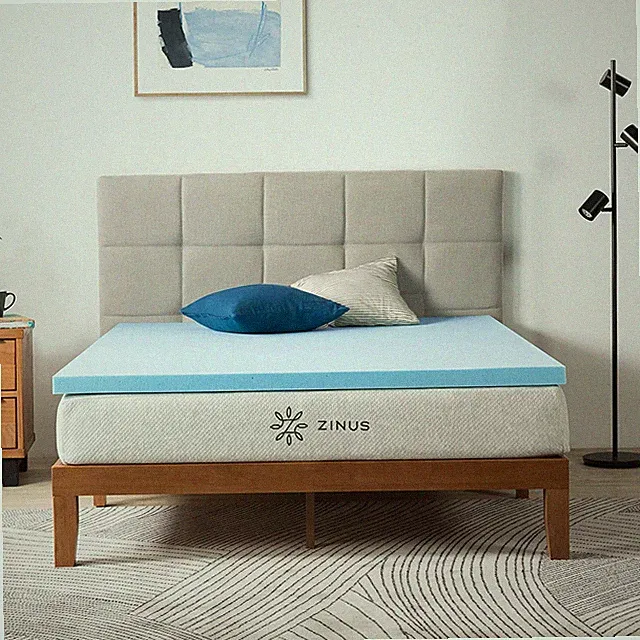 Cooling Gel Memory Foam Mattress Topper, 2" Queen, CertiPUR-US, Green Tea