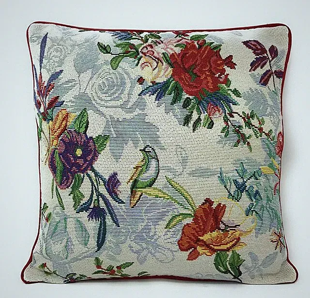 DaDa Bedding Blue Roses Tropical Paradise Floral Tapestry Throw Pillow Cover