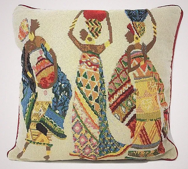 DaDa Bedding Dancing Women African Kwanzaa Colorful Tapestry Throw Pillow Cover