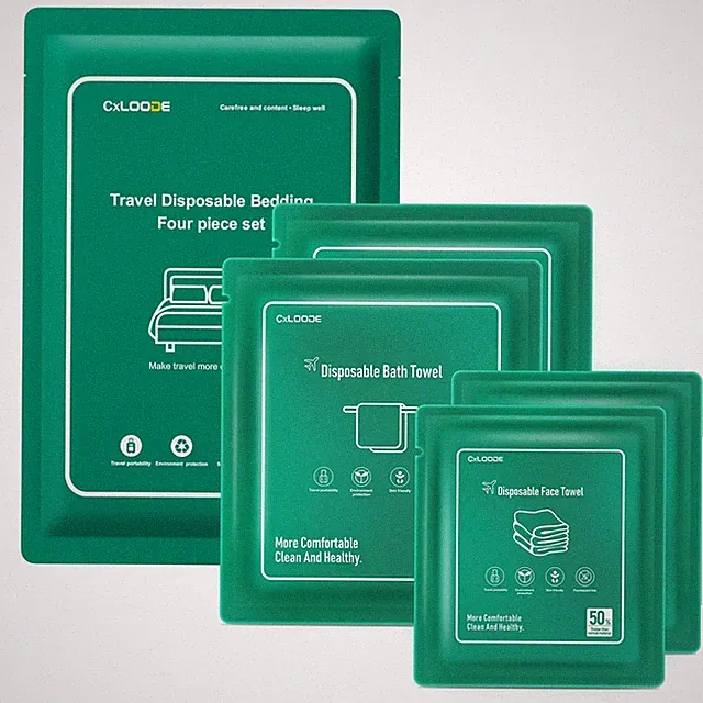Disposable Bed Sheets for Hotel, Travelling Essentials with 2 Disposable Bath To