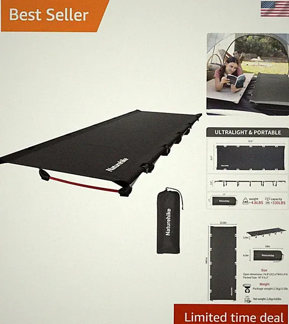 GreenWild Camping Cot, Ultralight Folding Backpacking Cot, Supports 330lbs, P...