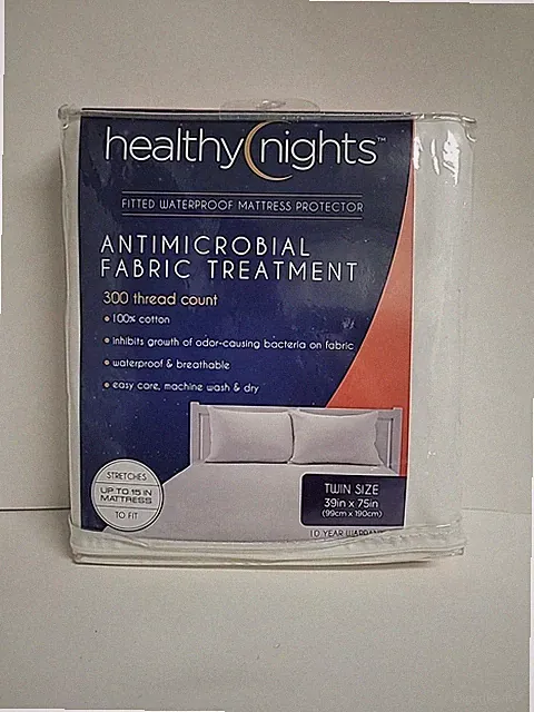 Healthy Nights Cotton Waterproof Mattress Protector w/ Antimicrobial Treatment