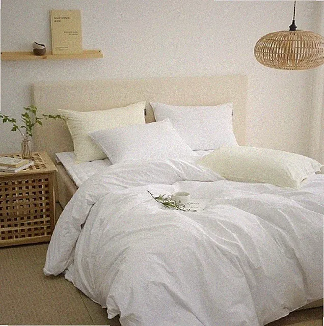 Hotel Quality Cotton Duvet Cover 2 Pillowcases Enzyme Washed Softened Bedding