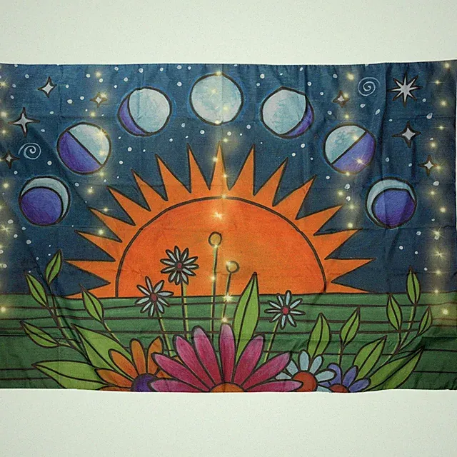 Lighted Moon Phases Tapestry 78" x 55" NWT
