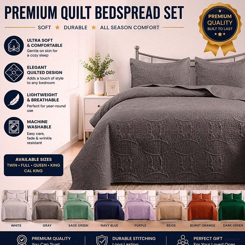 Luxury Bedspread Coverlet Set Soft Quilt Lightweight Coverlet Bedding Set