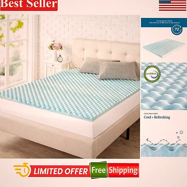 Plush 1.5 Inch Swirl Gel Mattress Topper - Queen Size with Cooling Design