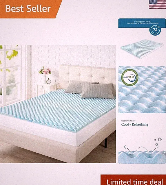 Queen 1.5 Inch Cooling Gel Memory Foam Mattress Topper - CertiPUR US Certified