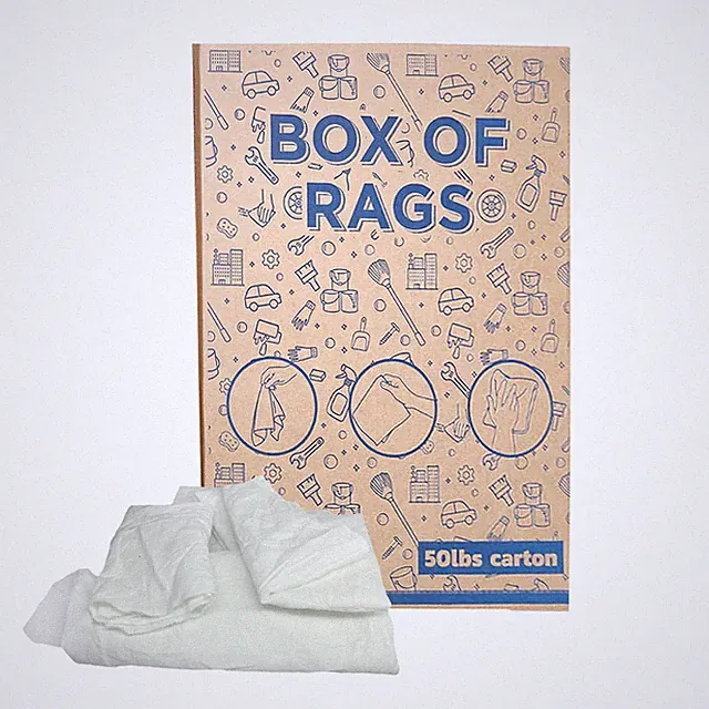 Recycled White Sheeting Cotton Rags - 50 lbs. Box Multipurpose Cleaning Cloths