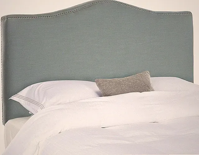 Sky Blue Camelback Headboard with Silver Nailhead - Full Size