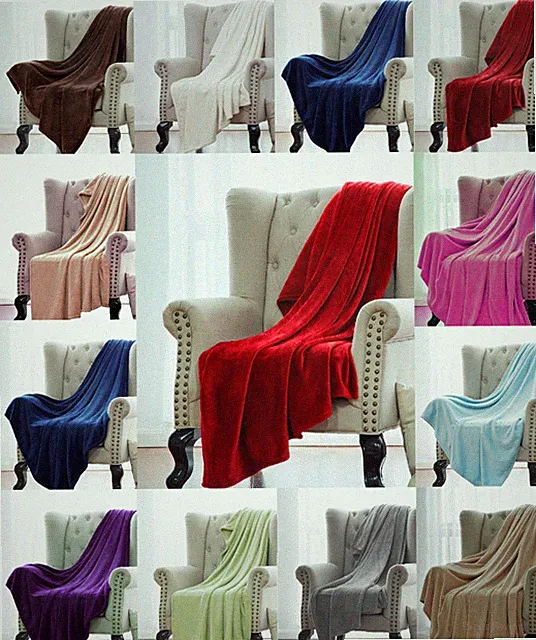 Solid Soft Warm Versatile Small Throw Lightweight Travel Micro Plush Bed Blanket