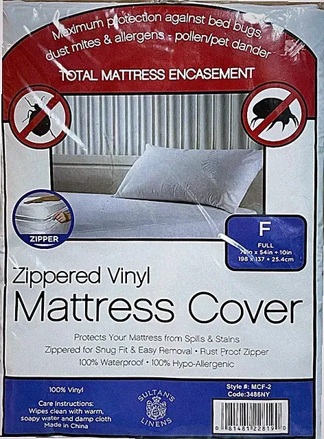 Sultan's Linens Zippered Waterproof Vinyl Mattress Cover Full