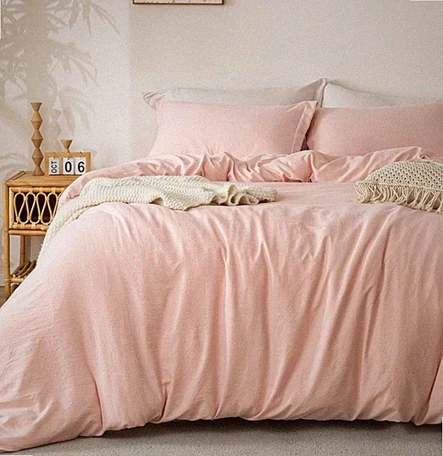 Super Soft Duvet Cover 3 Pc - 100% Washed Microfiber Light Pink Full Beautiful!