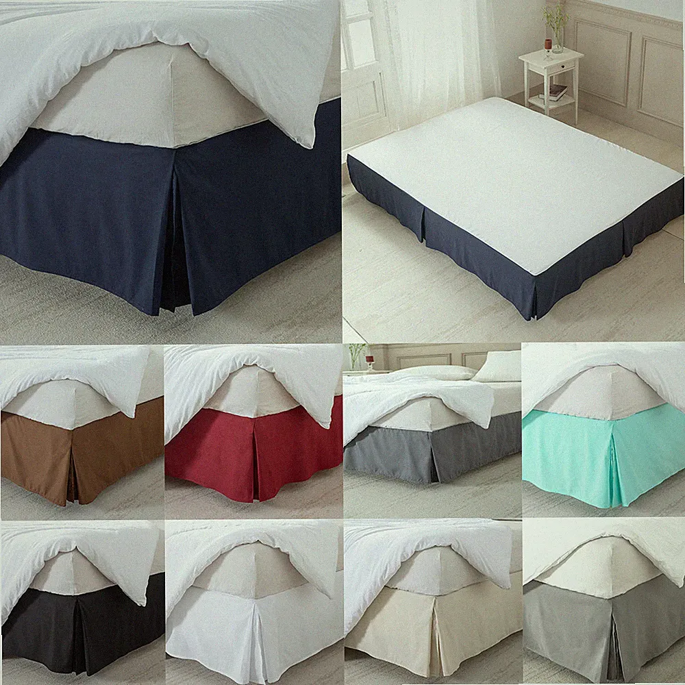 Tailored Bed Skirts With Split Corners Solid 14inch Drop Wrap Bed Dust Cover