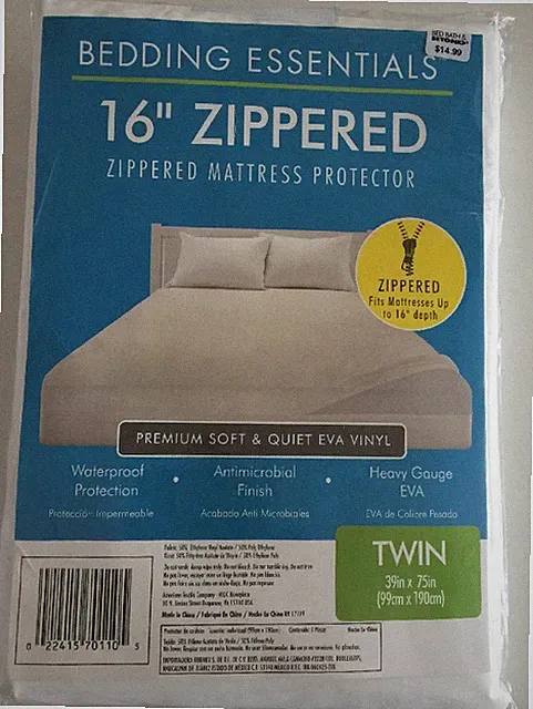 Twin 16” Zippered Mattress Protector Waterproof Heavy EVA Encasement Cover