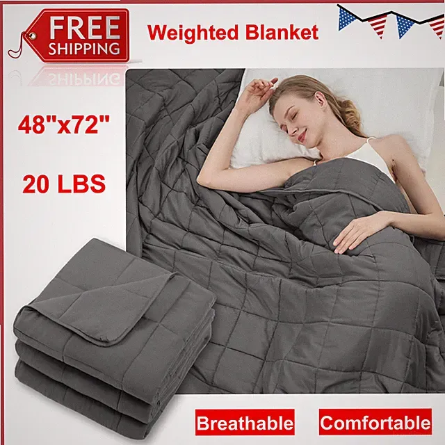 Weighted Blanket For Adults (20lbs, 48"x72" Twin Full Size) Cooling & Breathable