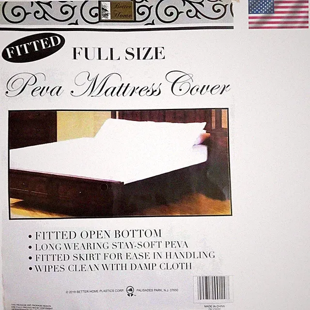 White PEVA Fitted Mattress Protector - Full Size, Dust & Stain Resistant