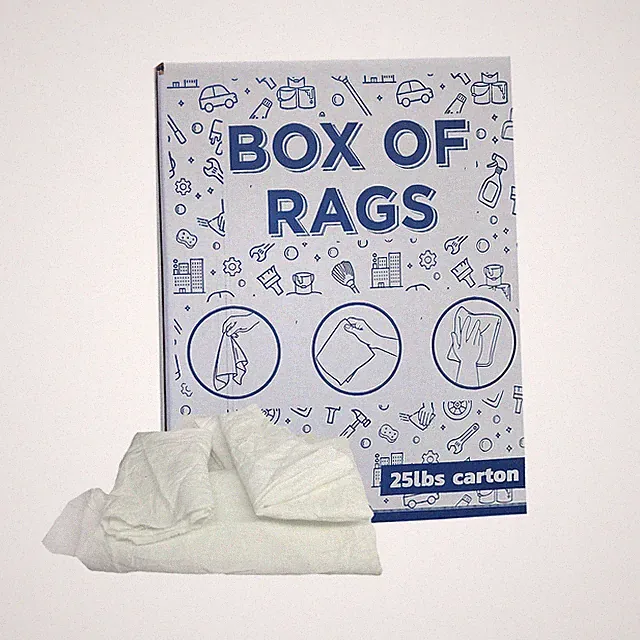 White Recycled Sheeting 15x15 Cotton Rags 25 lbs. Box Multiple Cleaning Cloths